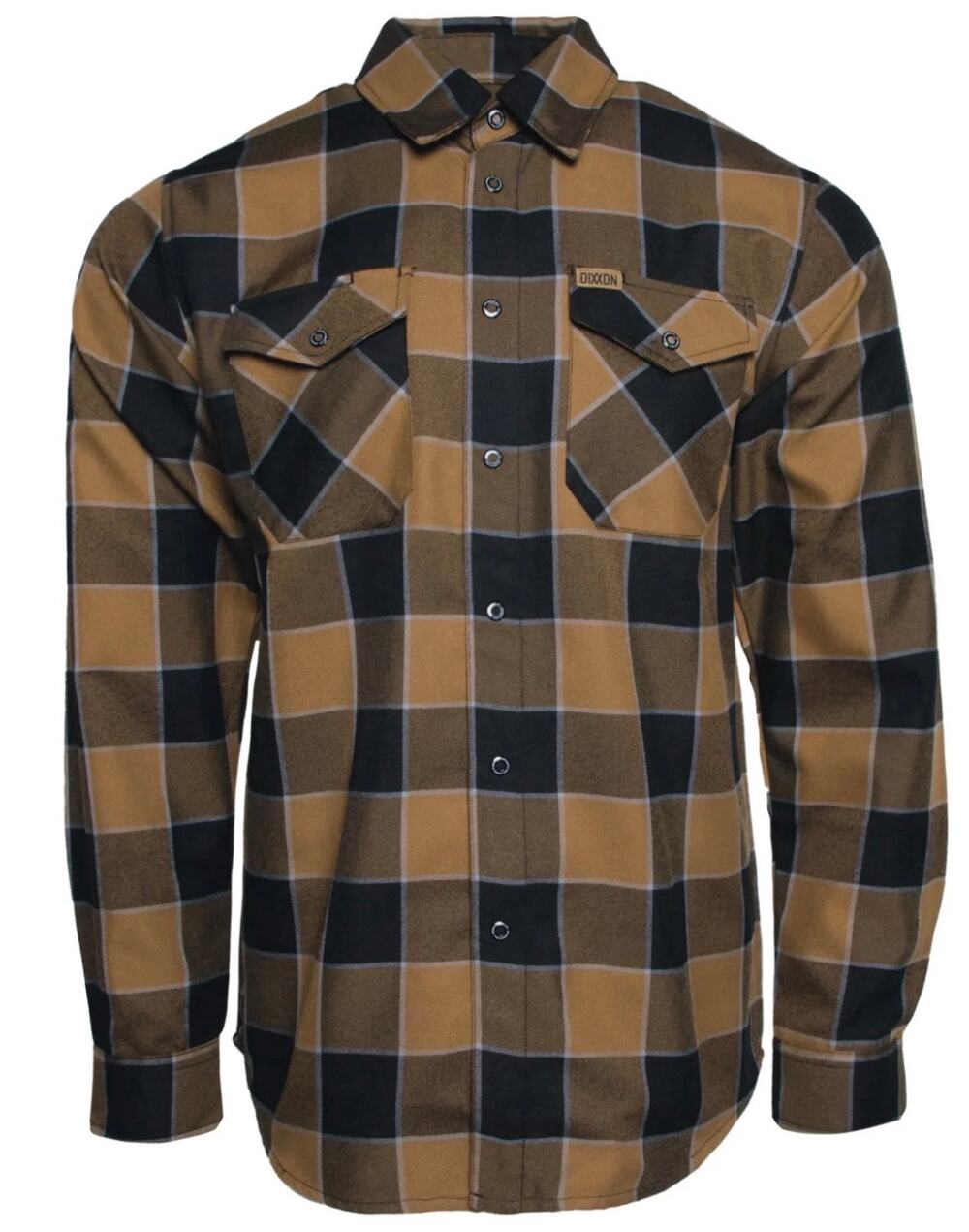 Dixxon Flannel โ5 CLICKS OUTโ Flannel Shirt, Black & Gold, Menโs Medium